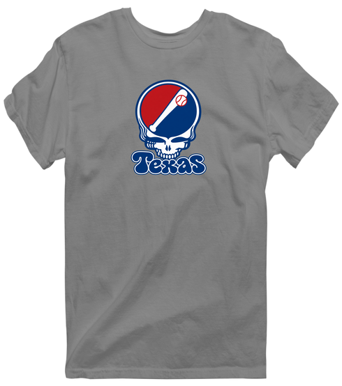 Texas Baseball Stealie Grateful Dead T-Shirt — Texas Rangers — Dark Heather