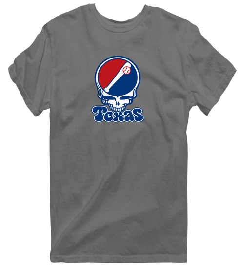 Texas Baseball Stealie Grateful Dead T-Shirt — Texas Rangers — Charcoal