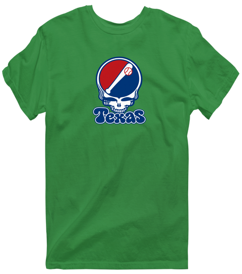 Texas Baseball Stealie Grateful Dead T-Shirt — Texas Rangers — Irish Green