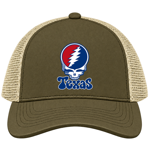 Texas Baseball Stealie Grateful Dead Trucker Cap — Texas Rangers — Moss/Khaki