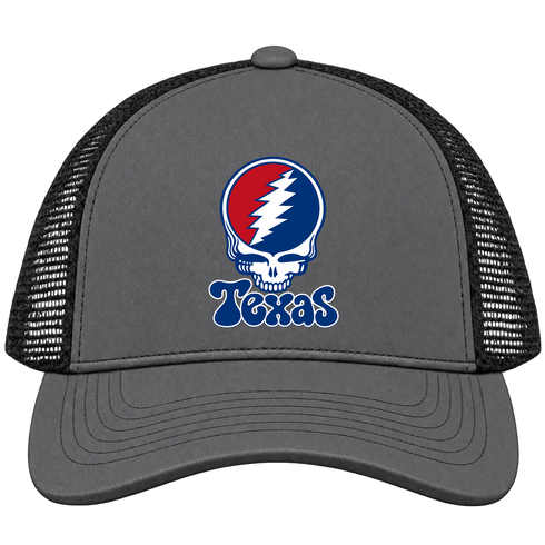 Texas Baseball Stealie Grateful Dead Trucker Cap — Texas Rangers — Charcoal/Black