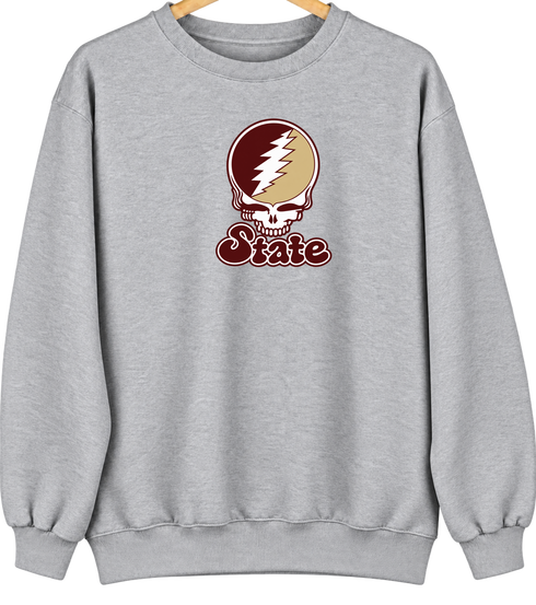 Texas Stealie Premium Unisex Crewneck — Design: Texas State University — Sport Grey
