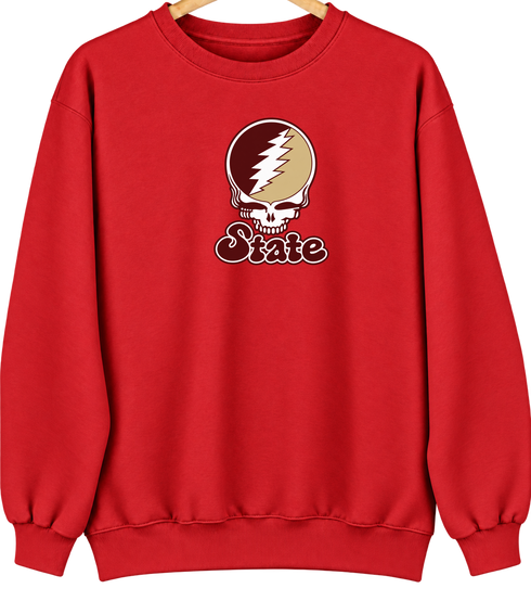 Texas Stealie Premium Unisex Crewneck — Design: Texas State University — Red