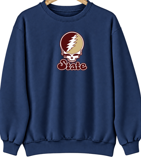 Texas Stealie Premium Unisex Crewneck — Design: Texas State University — Navy