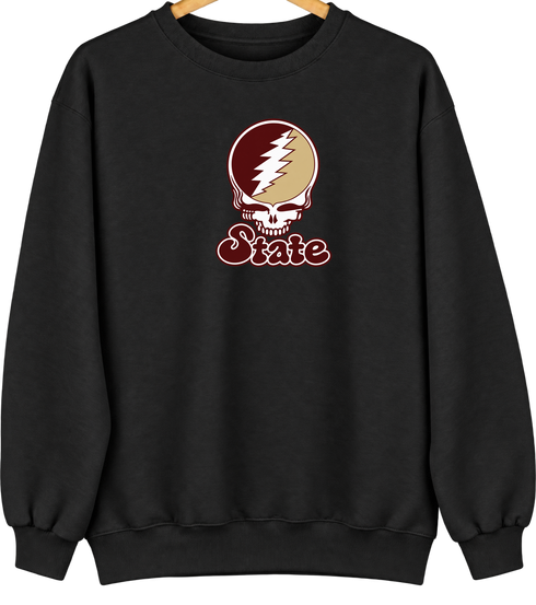 Texas Stealie Premium Unisex Crewneck — Design: Texas State University — Black