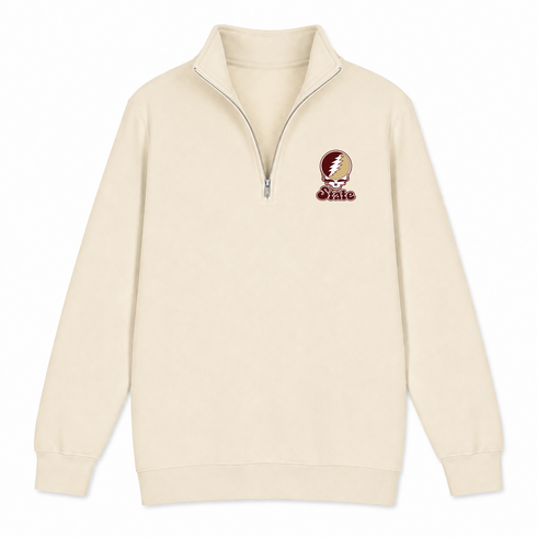 Texas Stealie Premium Unisex Quarter-Zip — Design: Texas State University — Sand