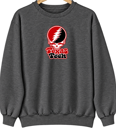Texas Tech Stealie Premium Unisex Crewneck — Design: Texas Tech — Dark Heather