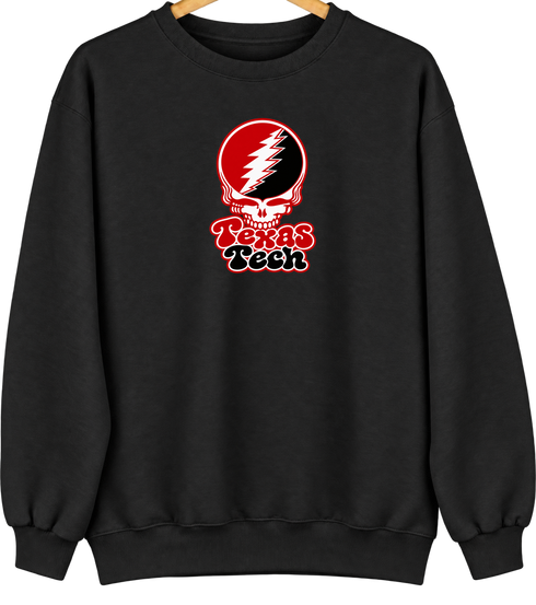 Texas Tech Stealie Premium Unisex Crewneck — Design: Texas Tech — Black