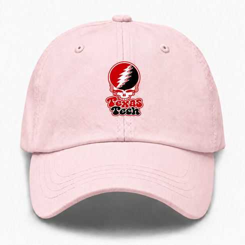 Texas Tech Stealie Premium Unisex Dad Hat — Design: Texas Tech — Pink