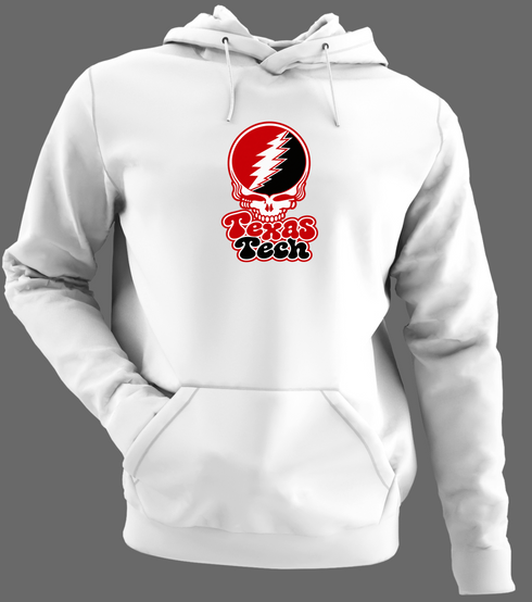 Texas Tech Stealie Premium Unisex Hoodie — Design: Texas Tech — White/Grey