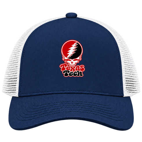 Texas Tech Stealie Premium Unisex Trucker Cap — Design: Texas Tech — Navy/White