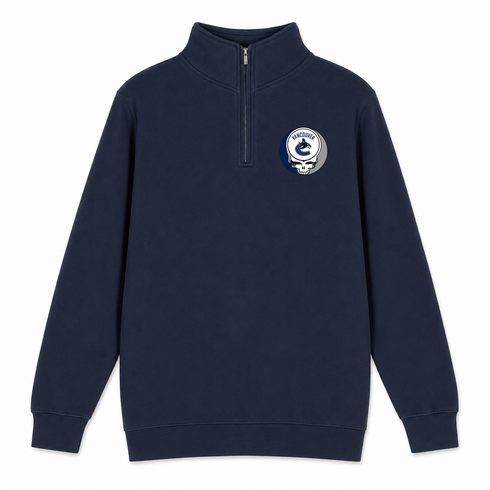 Vancouver Canucks - Premium Grateful Dead Quarter-Zip Pullover - Navy - 3