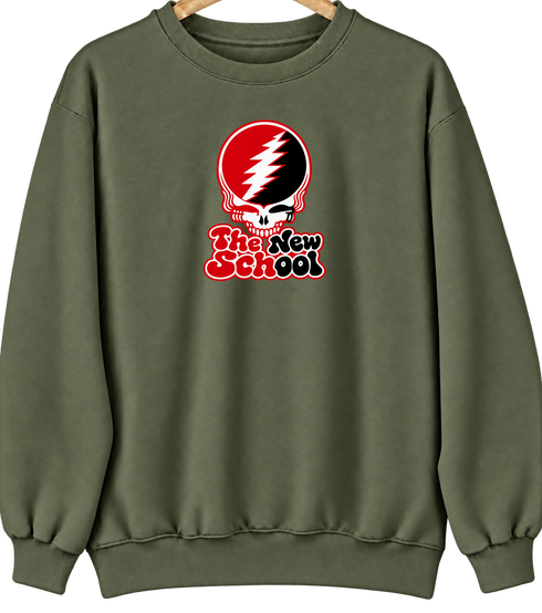 The New School Stealie Premium Unisex Crewneck — Design: The New School — Military Green