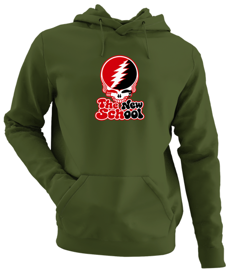 The New School Stealie Premium Unisex Hoodie — Design: The New School — Military Green
