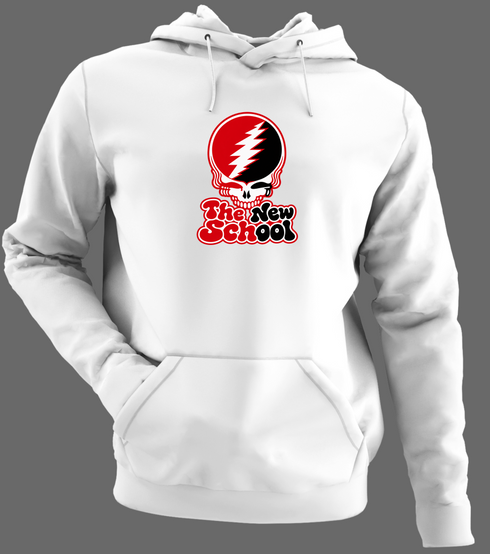 The New School Stealie Premium Unisex Hoodie — Design: The New School — White/Grey