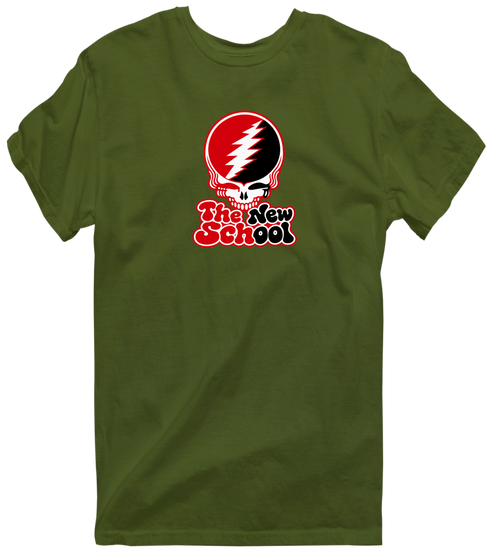 The New School Stealie Premium Unisex T-Shirt — Design: The New School — Military Green