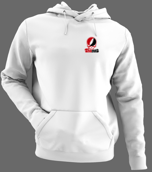 Thomas Stealie Premium Unisex Hoodie — Design: Thomas College — White/Grey