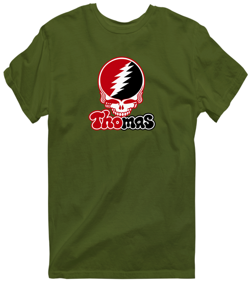 Thomas Stealie Premium Unisex T-Shirt — Design: Thomas College — Military Green