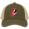 Thomas Stealie Premium Unisex Trucker Cap — Design: Thomas College — Moss/Khaki