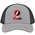 Thomas Stealie Premium Unisex Trucker Cap — Design: Thomas College — Heather Grey/Black
