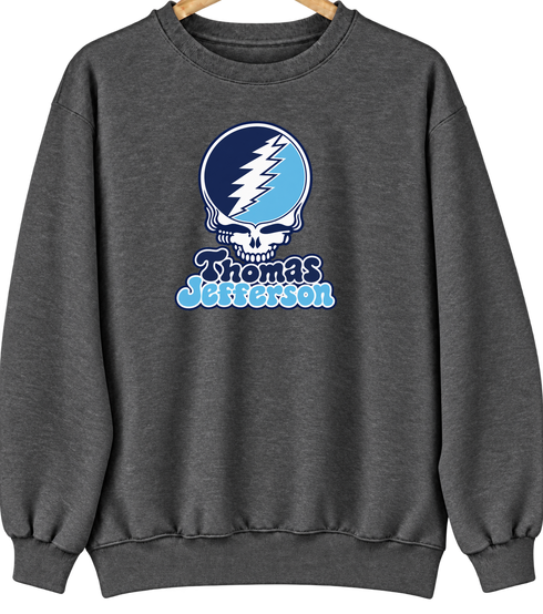 Thomas Jefferson Stealie Premium Unisex Crewneck — Design: Thomas Jefferson University — Dark Heather