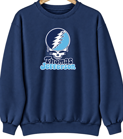 Thomas Jefferson Stealie Premium Unisex Crewneck — Design: Thomas Jefferson University — Navy