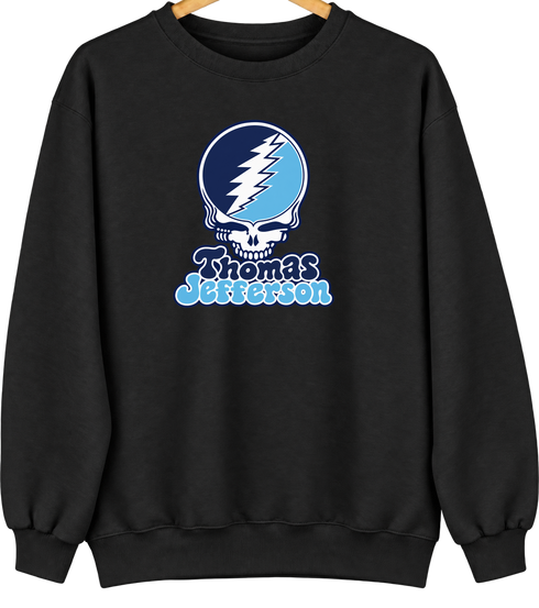 Thomas Jefferson Stealie Premium Unisex Crewneck — Design: Thomas Jefferson University — Black