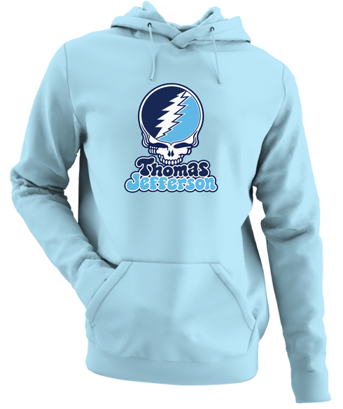 Thomas Jefferson Stealie Premium Unisex Hoodie — Design: Thomas Jefferson University — Light Blue