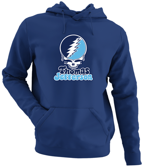 Thomas Jefferson Stealie Premium Unisex Hoodie — Design: Thomas Jefferson University — Navy