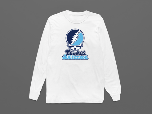 Thomas Jefferson Stealie Premium Unisex Long-Sleeve — Design: Thomas Jefferson University — White