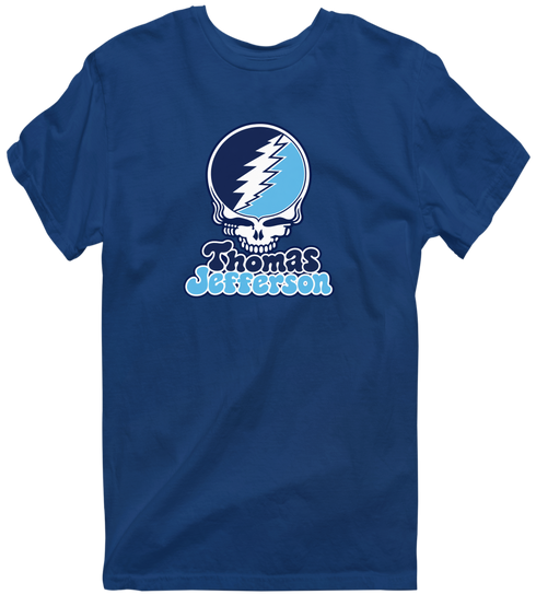 Thomas Jefferson Stealie Premium Unisex T-Shirt — Design: Thomas Jefferson University — Navy