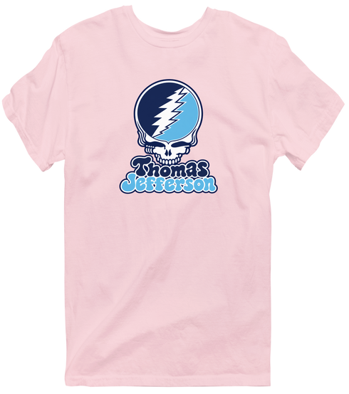 Thomas Jefferson Stealie Premium Unisex T-Shirt — Design: Thomas Jefferson University — Light Pink