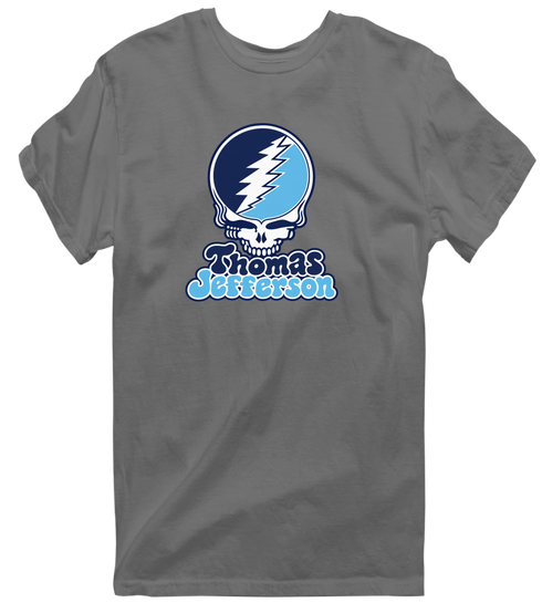 Thomas Jefferson Stealie Premium Unisex T-Shirt — Design: Thomas Jefferson University — Charcoal