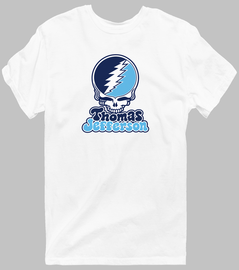 Thomas Jefferson Stealie Premium Unisex T-Shirt — Design: Thomas Jefferson University — White