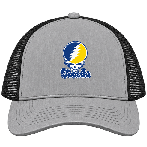 Toledo Stealie Premium Unisex Trucker Cap — Design: Toledo University of — Heather Grey/Black