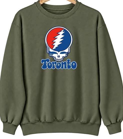 Toronto Baseball Stealie Grateful Dead Crewneck — Toronto Blue Jays — Military Green