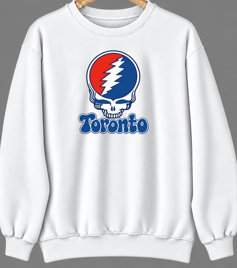 Toronto Baseball Stealie Grateful Dead Crewneck — Toronto Blue Jays — White
