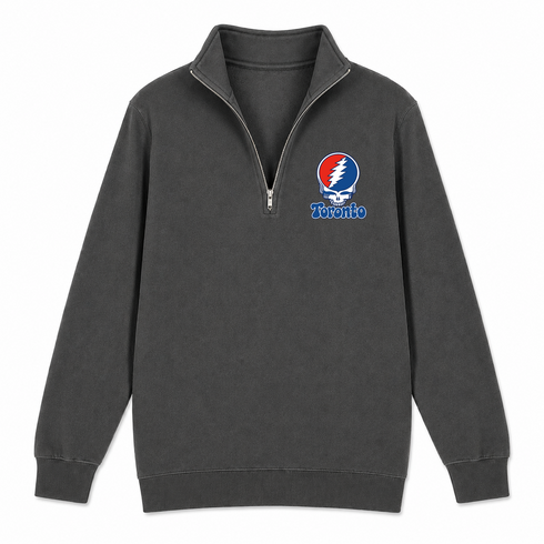 Toronto Baseball Stealie Grateful Dead Quarter-Zip — Toronto Blue Jays — Charcoal