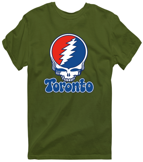 Toronto Baseball Stealie Grateful Dead T-Shirt — Toronto Blue Jays — Military Green