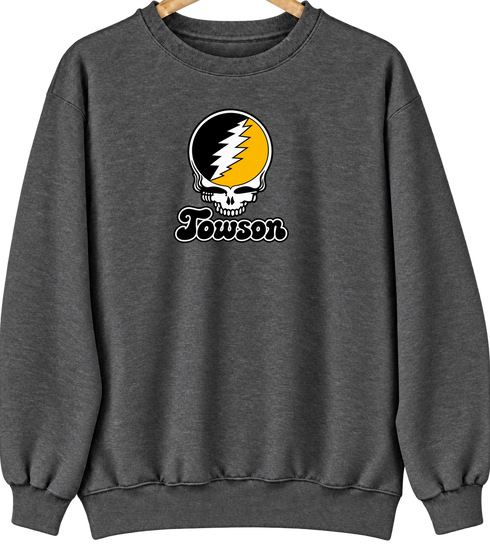 Towson Stealie Premium Unisex Crewneck — Design: Towson University — Dark Heather