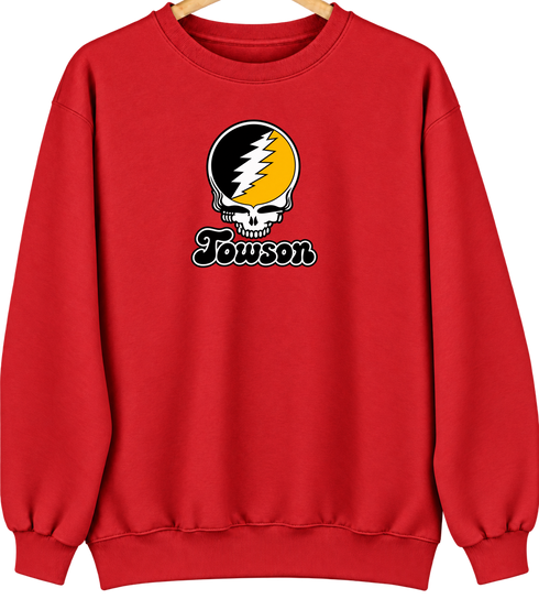 Towson Stealie Premium Unisex Crewneck — Design: Towson University — Red