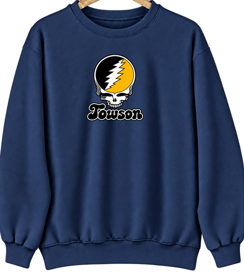 Towson Stealie Premium Unisex Crewneck — Design: Towson University — Navy