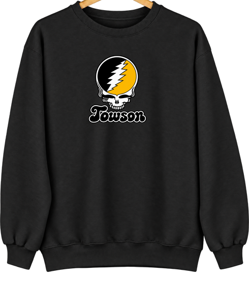 Towson Stealie Premium Unisex Crewneck — Design: Towson University — Black