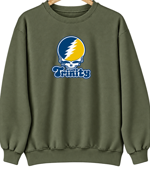 Trinity Stealie Premium Unisex Crewneck — Design: Trinity College — Military Green