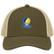 Trinity Stealie Premium Unisex Trucker Cap — Design: Trinity College — Moss/Khaki