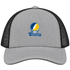 Trinity Stealie Premium Unisex Trucker Cap — Design: Trinity College — Heather Grey/Black