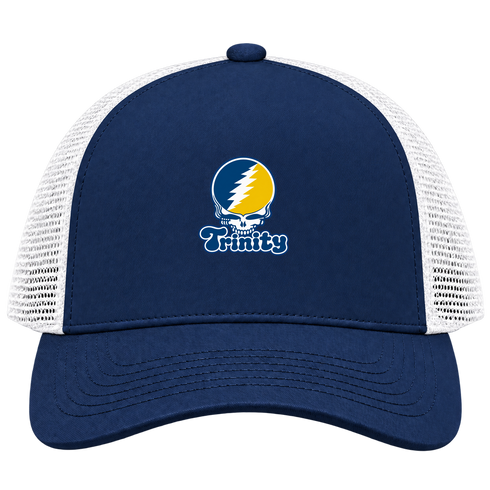Trinity Stealie Premium Unisex Trucker Cap — Design: Trinity College — Navy/White