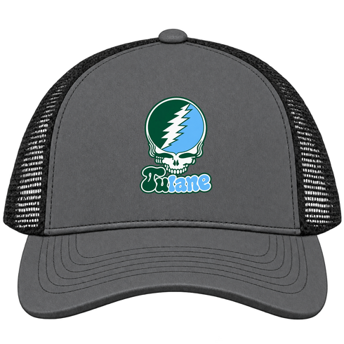 Tulane Stealie Premium Unisex Trucker Cap — Design: Tulane University — Charcoal/Black