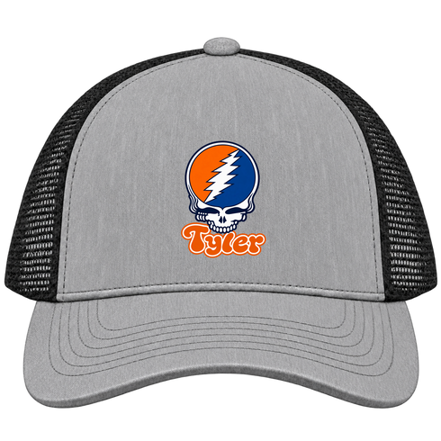Tyler Stealie Premium Unisex Trucker Cap — Design: Texas at Tyler The University of — Heather Grey/Black