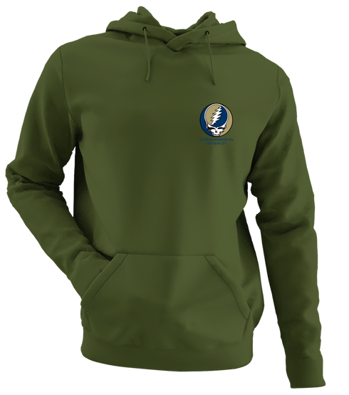 George Washington University - Premium Grateful Dead Left Chest Hoodie - Military Green